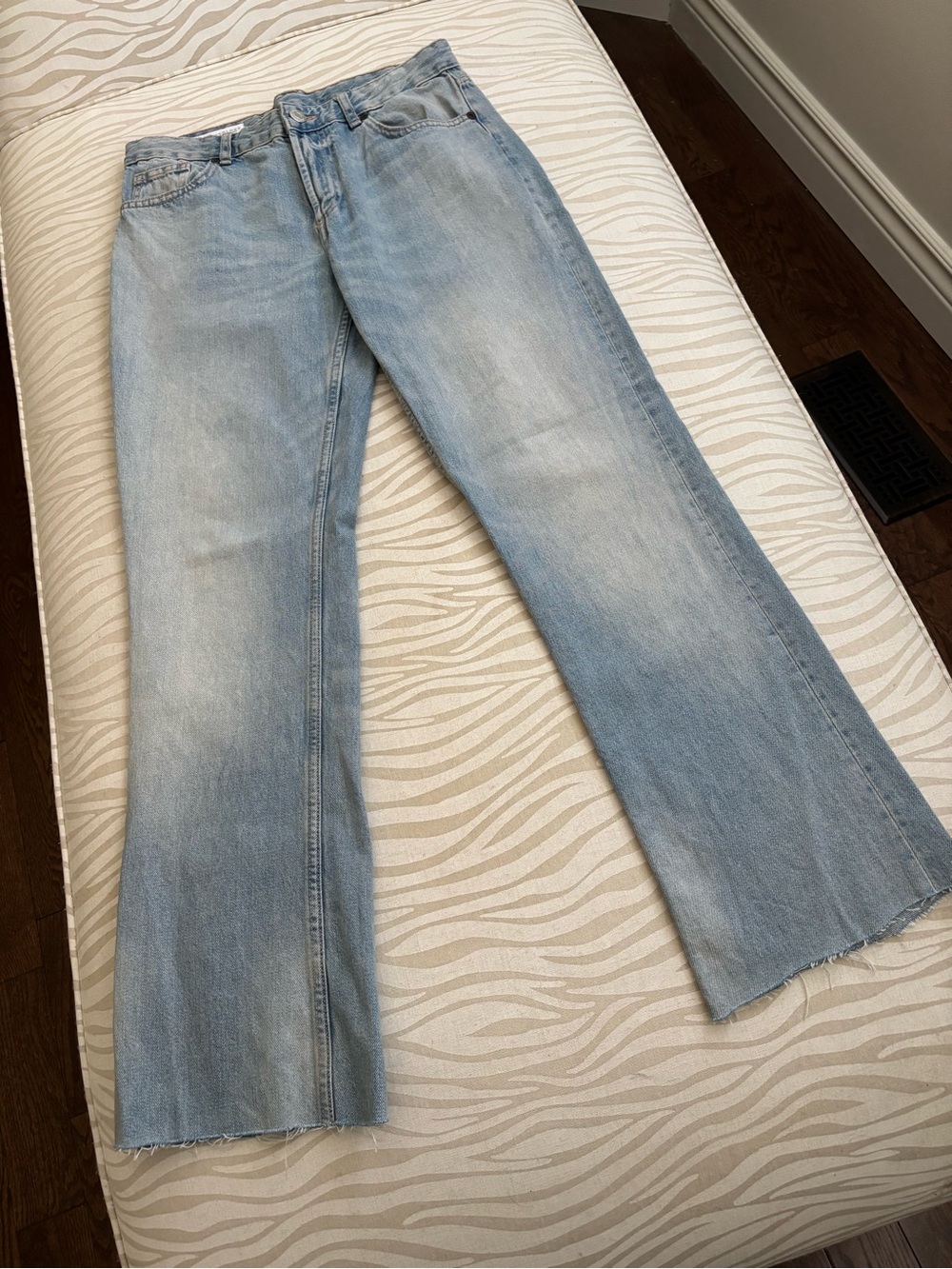 Zara Light Blue Wide-Leg Flared Jeans